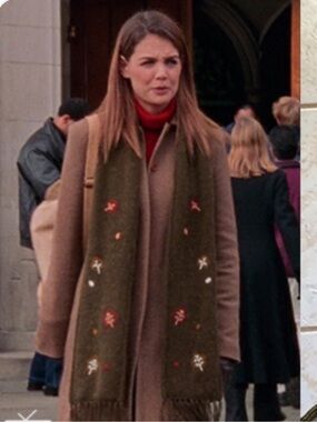vintage alpaca leaf embroidered scarf seen on Joey Potter Dawson’s Creek alt